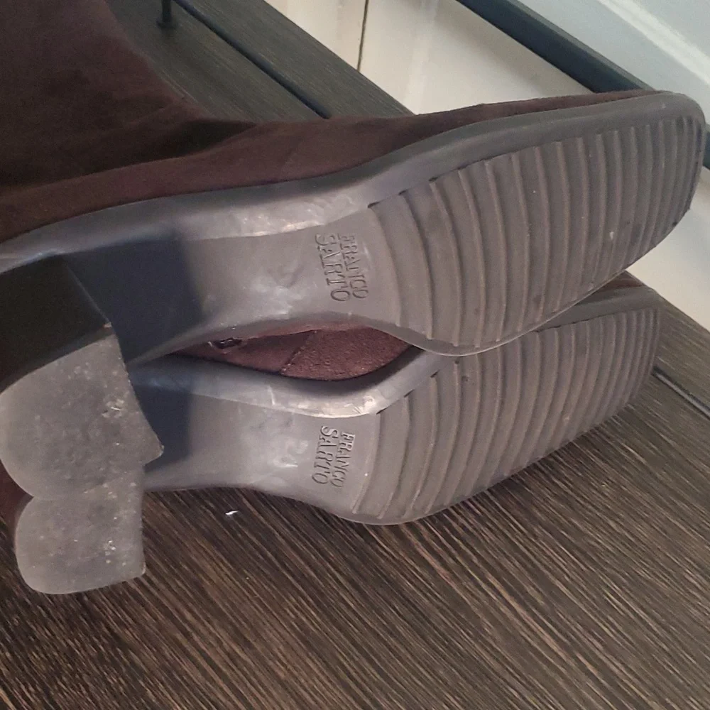 Franco Sarto Tall Suede Boots in Dark Brown